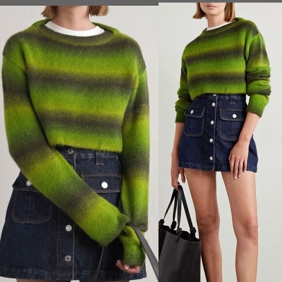 Re/Done Cropped Striped Knit Sweater Ombre Space Dye Wool Alpaca Sz S $395 NWT - Picture 1 of 10